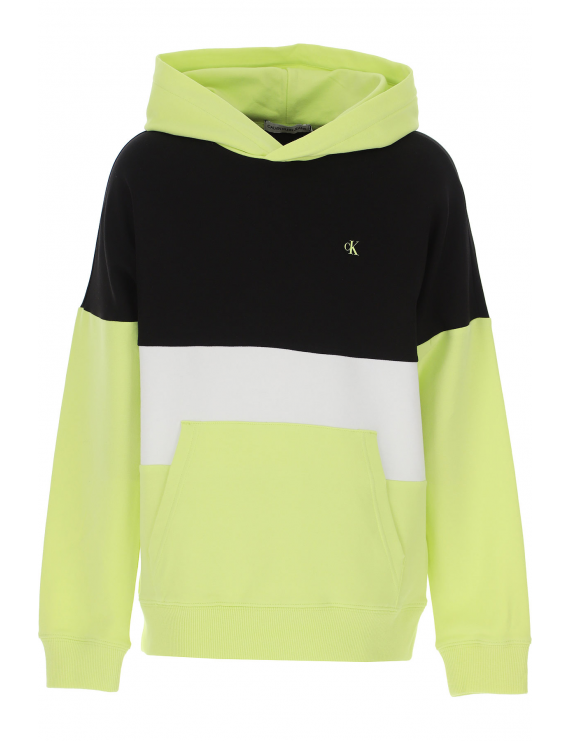 Calvin Klein - Hoodie - Colour Block Logo - Lime Green