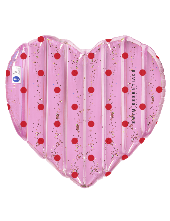 Matelas Gonflable Piscine - Cœur - Rose avec paillettes - 150 x 100 cm