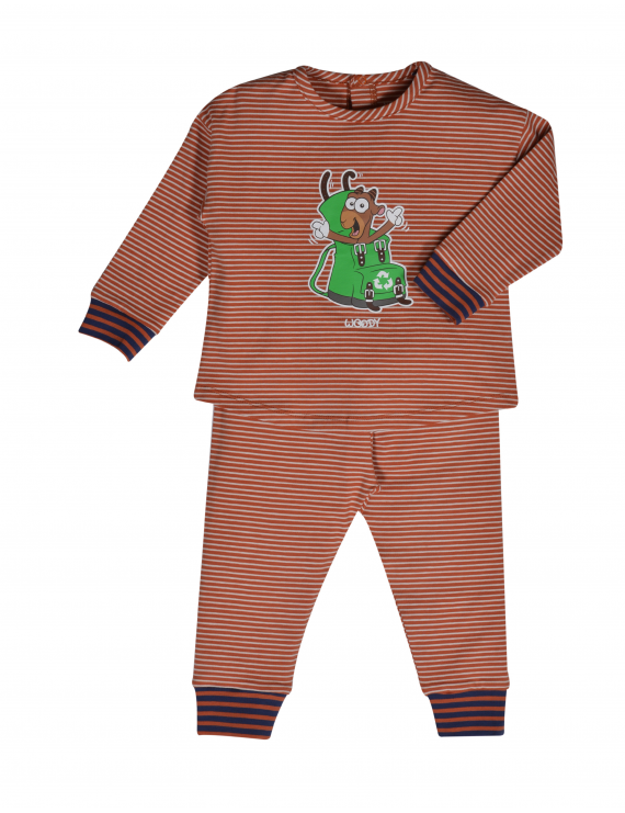 Woody - Pyjama - Rostbeige gestreift