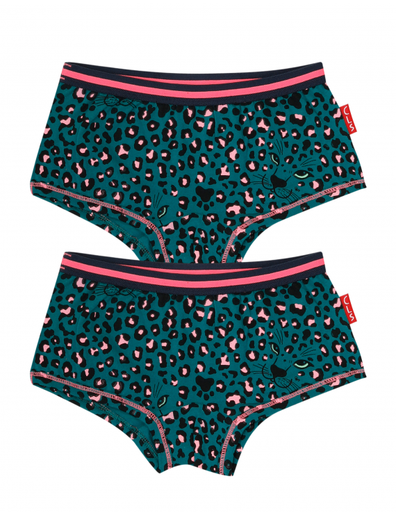 Claesen's - Girls 2-Pack Hipster - Green Panther
