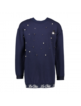 Le Chic - Sweat Dress - Pearls - Navy